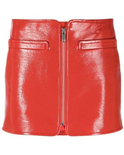 Courreges Patent Mini Skirt - Red