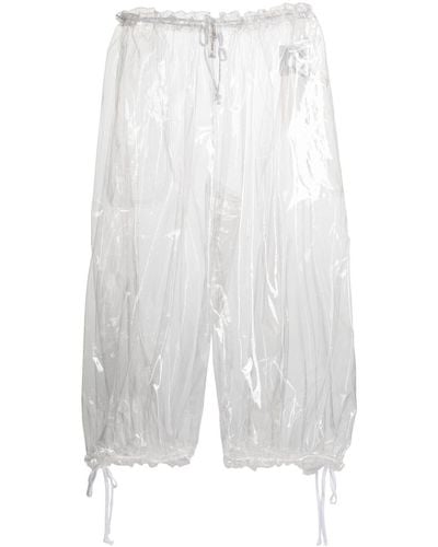 Comme des Garçons Pantalones capri transparentes - Blanco