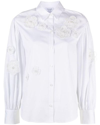 Kate Spade Camisa con apliques florales - Blanco