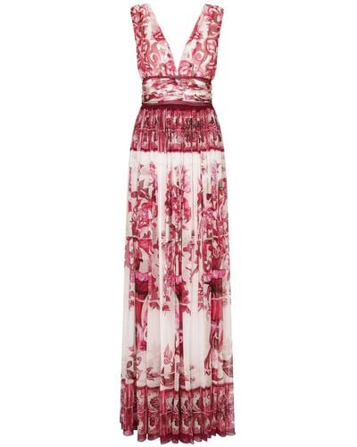 Dolce & Gabbana Zijden Maxi-jurk - Rood
