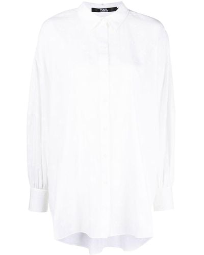Karl Lagerfeld Long-sleeve Monogram Cotton Shirt - White