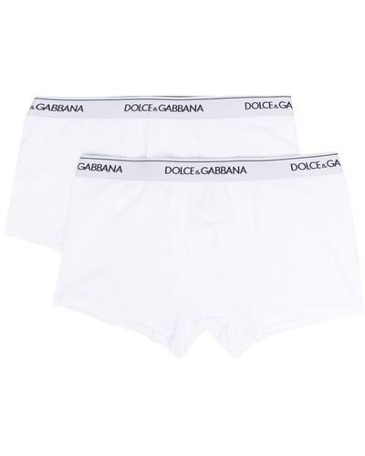 Dolce & Gabbana Lot de deux boxers en coton à taille logo - Blanc