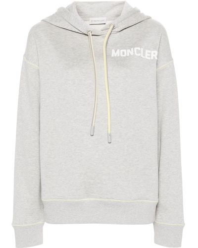 Moncler Logo-embroidered Cotton Hoodie - White