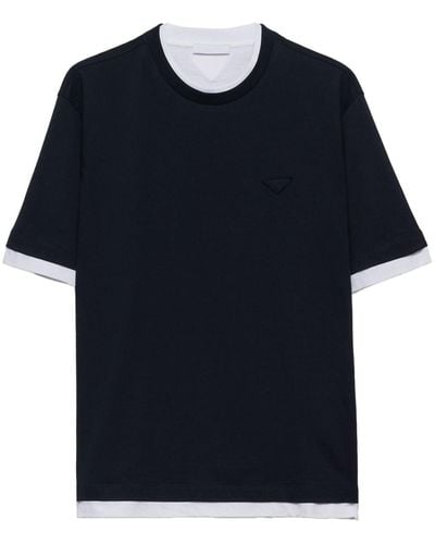 Prada Contrastingf trim cotton T-shirt - Blu