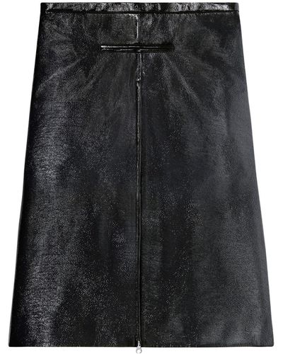 Courreges Zip-detail Coated Midi Skirt - Black