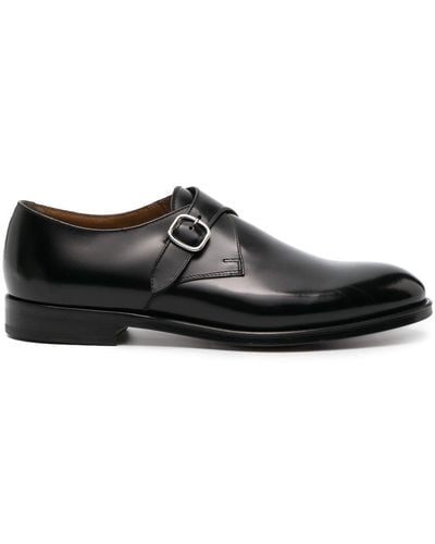 Doucal's Buckle-fastening Leather Monk Shoes - Black