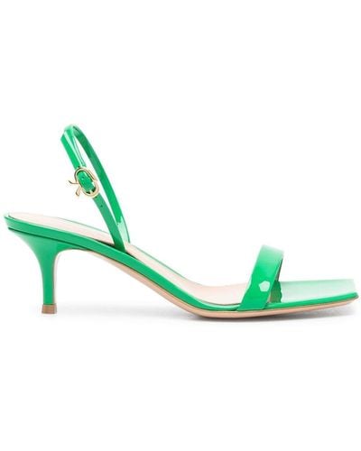 Gianvito Rossi Ribbon 55mm Patent Leather Kitten Sandals - Green