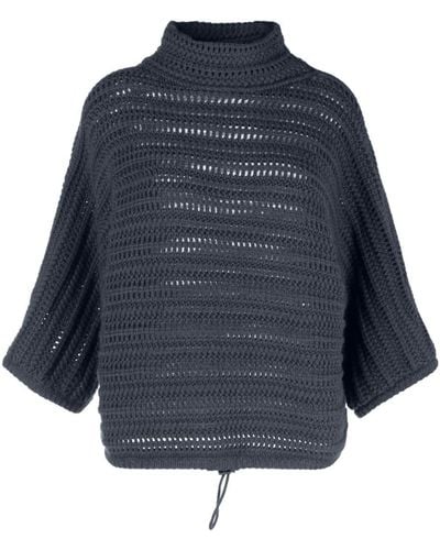 Brunello Cucinelli Crochet Cashmere Sweater - Blue
