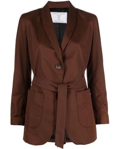 Societe Anonyme Belted Single-breasted Cotton Blazer - Brown