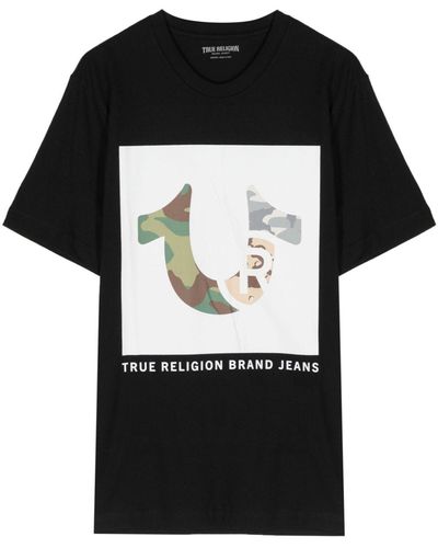 True Religion Camiseta Camo Logo - Negro