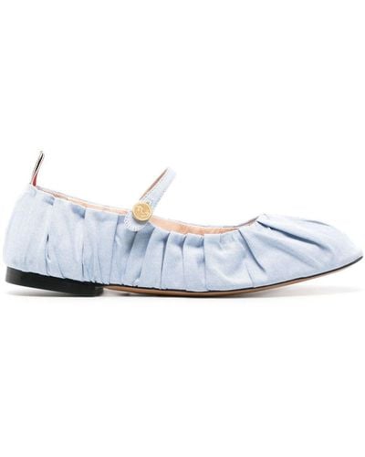 Thom Browne Gathered Cotton Ballerina Shoes - White