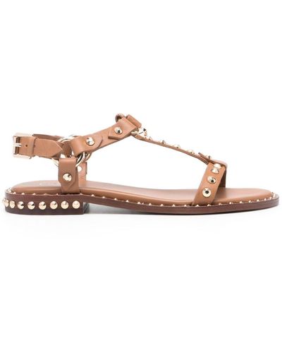 Ash Stud-embellished Leather Sandals - Brown