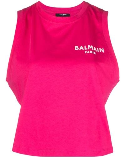 Balmain Top mit Logo-Print - Pink
