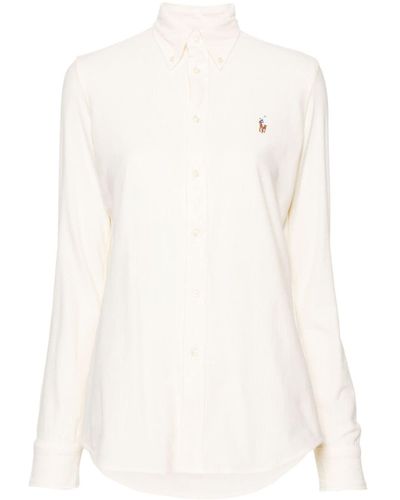Polo Ralph Lauren Gestreiftes Hemd mit Polo Pony-Stickerei - Weiß