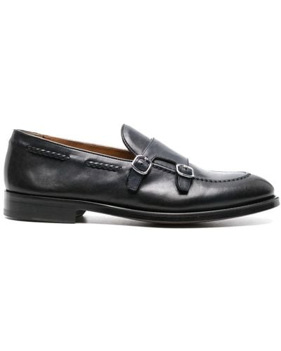 Doucal's Double-buckle Leather Monk Shoes - Black