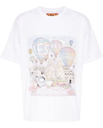 Les Benjamins X Market Graphic-print Cotton T-shirt - White