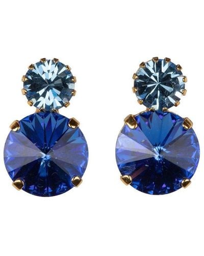 Jennifer Behr Myrla Crystal-detail Drop Earrings - Blue