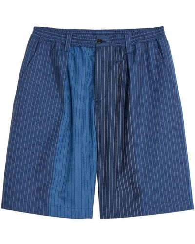 Marni Striped Cotton Bermuda Shorts - Blue