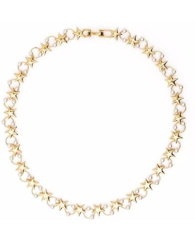 Saint Laurent Faux-pearl Brass Bracelet - Natural