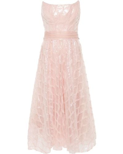 Nissa Sequinned Diamond-pattern Dress - Pink