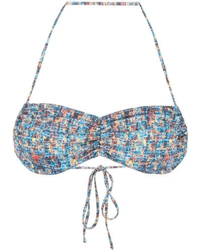 Sian Swimwear Halle Tweed-print Bikini Top - Blue
