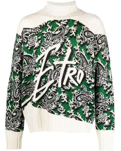 Etro Intarsien-Pullover mit Paisleymuster - Grün