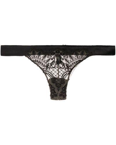 I.D Sarrieri Christmas Embroidered Thong - Black