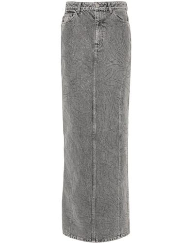 ROTATE BIRGER CHRISTENSEN Crystal-embellished Denim Maxi Skirt - Grey