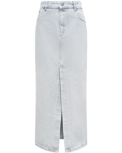 12 STOREEZ Halbhoher Jeans-Maxirock - Weiß