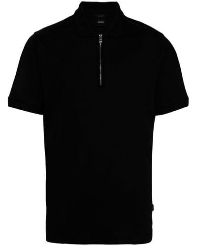 BOSS ジップ ポロシャツ - ブラック