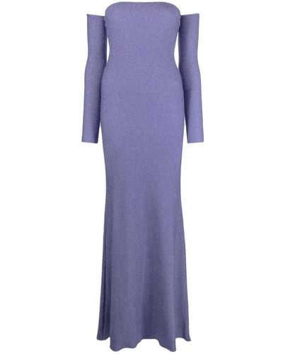 Blumarine Detachable-sleeve Strapless Gown - Purple