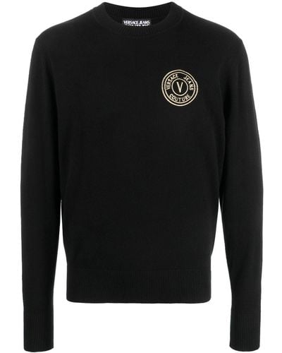 Versace Jeans Couture Pullover mit Logo-Stickerei - Schwarz