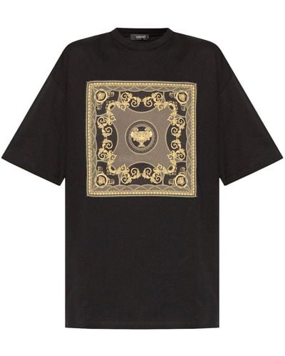 Versace Barocco-print cotton T-shirt - Schwarz