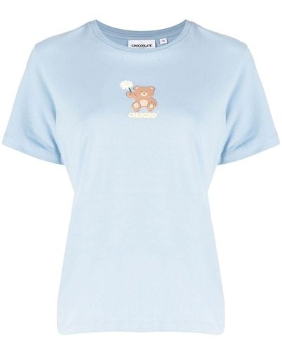 Chocoolate Camiseta con logo y oso estampado - Azul