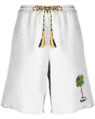 Alanui Stay Positive Embroidered Shorts - White