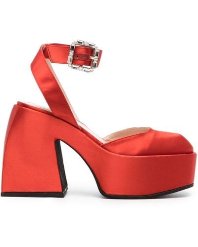 NODALETO Bulla Sofia 120mm Satin Court Shoes - Red