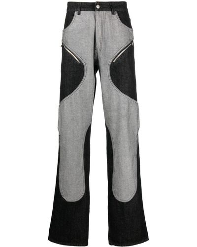 HELIOT EMIL Paneled Wide-leg Jeans - Gray