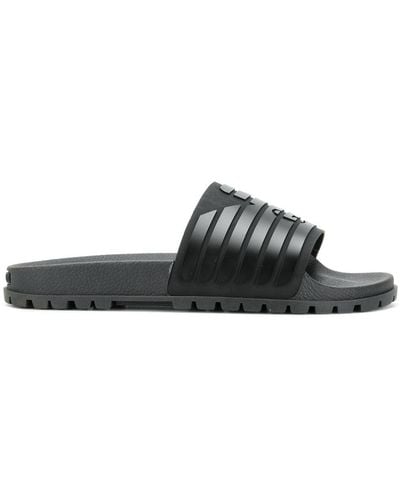 Emporio Armani Geribbelde Logo-slippers - Zwart