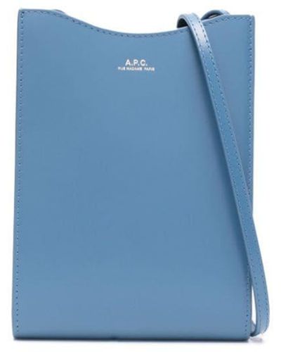 A.P.C. Logo-stamp Leather Crossbody Bag - Blue
