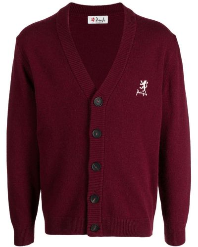 Pringle of Scotland Logo-detail V-neck Cardigan - Red