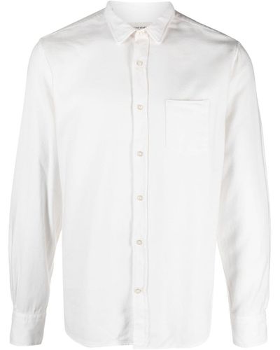 Officine Generale Lipp long-sleeve cotton shirt - Blanco