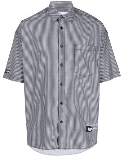 Izzue Vertical-stripe Cotton Shirt - Grey