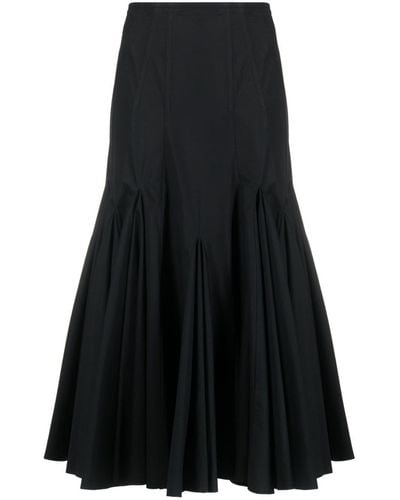Sportmax A-line Cotton Midi Skirt - Black