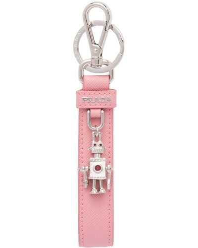 Prada Robot-charm Leather Keychain - Pink