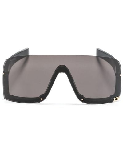 Gucci Square G Shield-frame Sunglasses - Gray