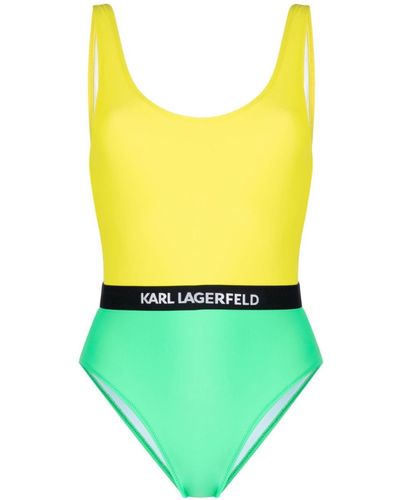 Karl Lagerfeld カラーブロック ワンピース水着 - イエロー