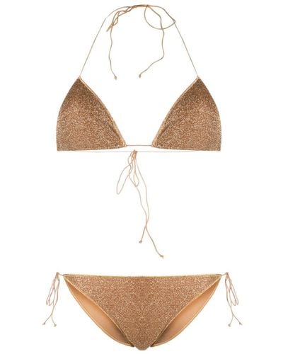 Oséree Triangel-Bikini mit metallischen Finishs - Weiß