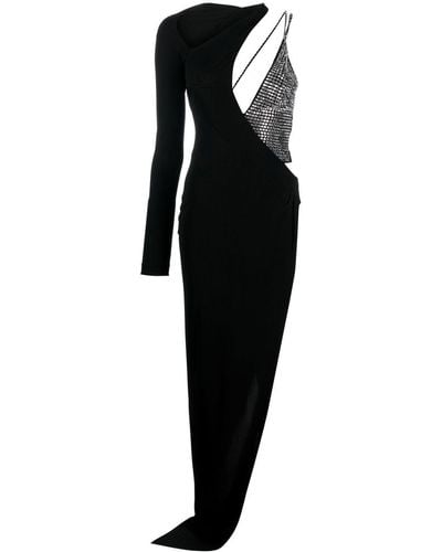 Genny Asymmetric Crystal-embellished Dress - Black