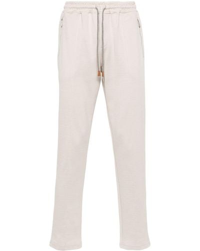 Eleventy Drawstring-fastening Cotton-blend Track Trousers - Natural
