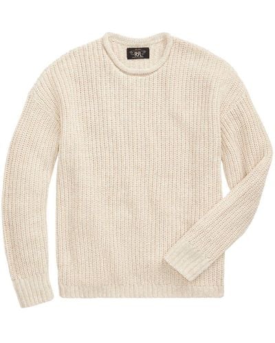 RRL Crew-neck Cotton-linen Blend Sweater - White